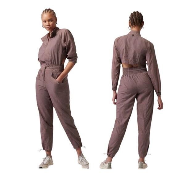 Athleta x Alicia Keys Pants - Athleta Alicia Keys Utility Windbreaker Jumpsuit Purple Mauve Cocoa EUC 4 Open